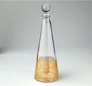 Gold Crosshatch Cone Decanter